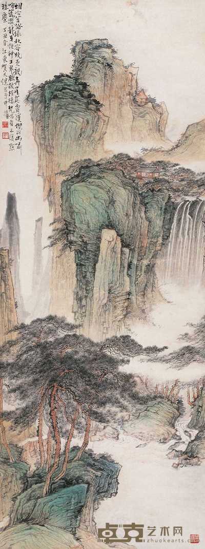 贺天健 1937年作 秋容晚更亲 立轴 104.5×39cm